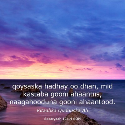 Picture 03 - Sekaryaah 12:14 SOM - qoysaska hadhay oo dhan, mid kastaba gooni - Bible Verse Picture