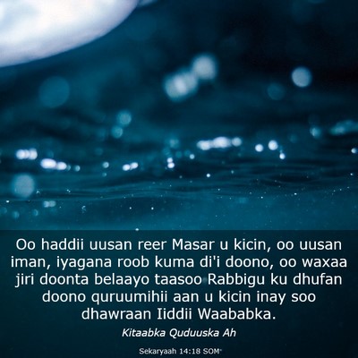 Picture 03 - Sekaryaah 14:18 SOM - Oo haddii uusan reer Masar u kicin, oo uusan - Bible Verse Picture