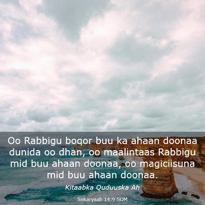 Picture 03 - Sekaryaah 14:9 SOM - Oo Rabbigu boqor buu ka ahaan doonaa dunida oo - Bible Verse Picture