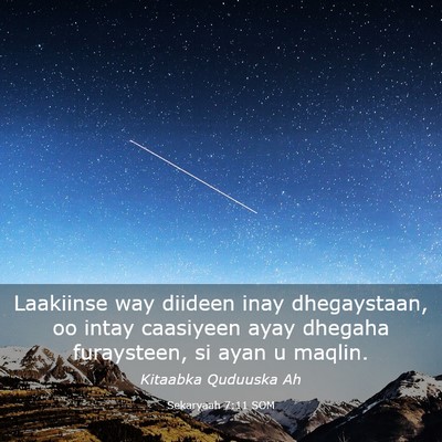 Picture 03 - Sekaryaah 7:11 SOM - Laakiinse way diideen inay dhegaystaan, oo intay - Bible Verse Picture