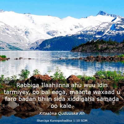 Picture 03 - Sharciga Kunoqoshadiisa 1:10 SOM - Rabbiga Ilaahiinna ahu wuu idin tarmiyey, oo bal - Bible Verse Picture