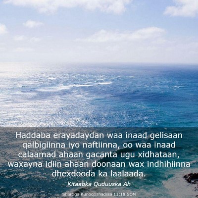 Picture 03 - Sharciga Kunoqoshadiisa 11:18 SOM - Haddaba erayadaydan waa inaad gelisaan - Bible Verse Picture