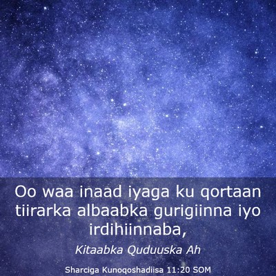 Picture 03 - Sharciga Kunoqoshadiisa 11:20 SOM - Oo waa inaad iyaga ku qortaan tiirarka albaabka - Bible Verse Picture