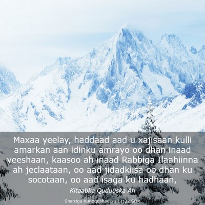 Picture 03 - Sharciga Kunoqoshadiisa 11:22 SOM - Maxaa yeelay, haddaad aad u xajisaan kulli - Bible Verse Picture