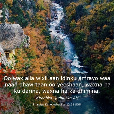 Picture 03 - Sharciga Kunoqoshadiisa 12:32 SOM - Oo wax alla wixii aan idinku amrayo waa inaad - Bible Verse Picture