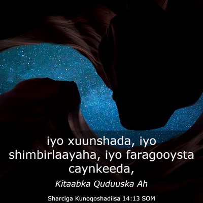 Picture 03 - Sharciga Kunoqoshadiisa 14:13 SOM - iyo xuunshada, iyo shimbirlaayaha, iyo - Bible Verse Picture