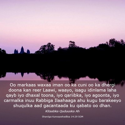 Picture 03 - Sharciga Kunoqoshadiisa 14:29 SOM - Oo markaas waxaa iman oo ka cuni oo ka dhergi - Bible Verse Picture