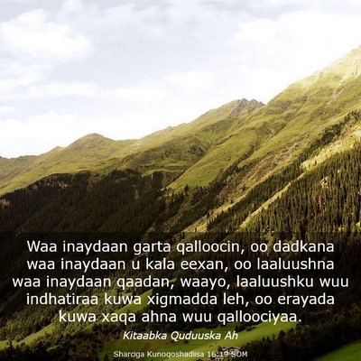 Picture 03 - Sharciga Kunoqoshadiisa 16:19 SOM - Waa inaydaan garta qalloocin, oo dadkana waa - Bible Verse Picture