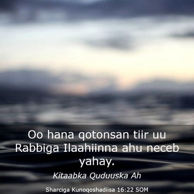 Picture 03 - Sharciga Kunoqoshadiisa 16:22 SOM - Oo hana qotonsan tiir uu Rabbiga Ilaahiinna ahu - Bible Verse Picture