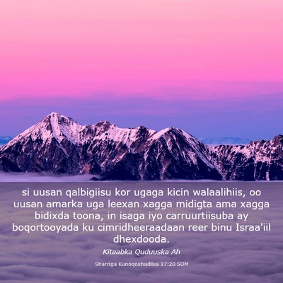 Picture 03 - Sharciga Kunoqoshadiisa 17:20 SOM - si uusan qalbigiisu kor ugaga kicin walaalihiis, - Bible Verse Picture