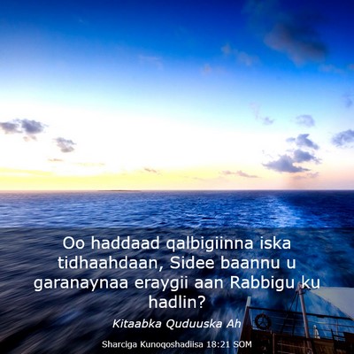 Picture 03 - Sharciga Kunoqoshadiisa 18:21 SOM - Oo haddaad qalbigiinna iska tidhaahdaan, Sidee - Bible Verse Picture