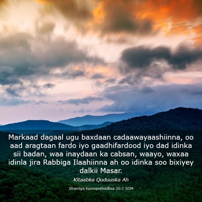Picture 03 - Sharciga Kunoqoshadiisa 20:1 SOM - Markaad dagaal ugu baxdaan cadaawayaashiinna, oo - Bible Verse Picture