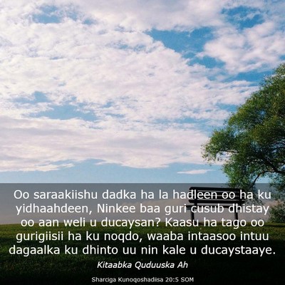 Picture 03 - Sharciga Kunoqoshadiisa 20:5 SOM - Oo saraakiishu dadka ha la hadleen oo ha ku - Bible Verse Picture