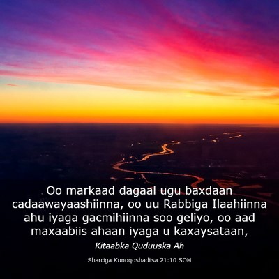 Picture 03 - Sharciga Kunoqoshadiisa 21:10 SOM - Oo markaad dagaal ugu baxdaan cadaawayaashiinna, - Bible Verse Picture