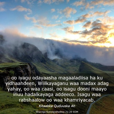 Picture 03 - Sharciga Kunoqoshadiisa 21:20 SOM - oo iyagu odayaasha magaaladiisa ha ku - Bible Verse Picture