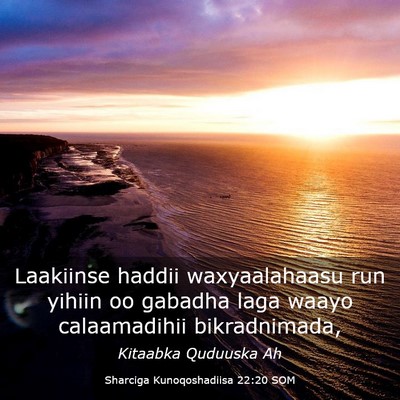 Picture 03 - Sharciga Kunoqoshadiisa 22:20 SOM - Laakiinse haddii waxyaalahaasu run yihiin oo - Bible Verse Picture