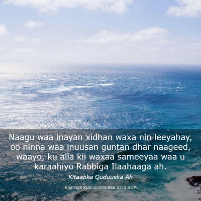 Picture 03 - Sharciga Kunoqoshadiisa 22:5 SOM - Naagu waa inayan xidhan waxa nin leeyahay, oo - Bible Verse Picture