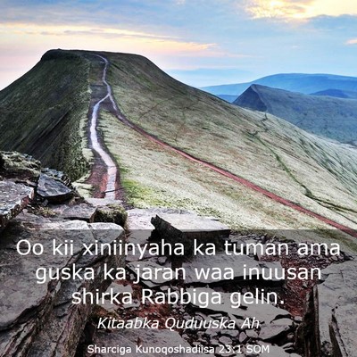 Picture 03 - Sharciga Kunoqoshadiisa 23:1 SOM - Oo kii xiniinyaha ka tuman ama guska ka jaran waa - Bible Verse Picture
