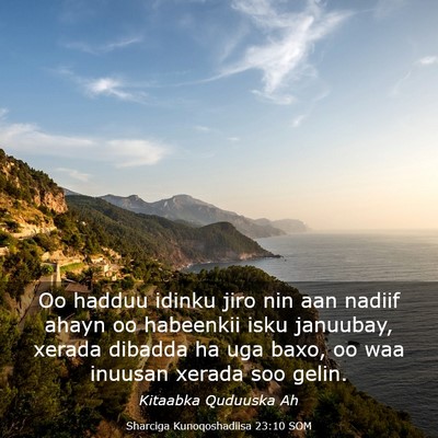 Picture 03 - Sharciga Kunoqoshadiisa 23:10 SOM - Oo hadduu idinku jiro nin aan nadiif ahayn oo - Bible Verse Picture