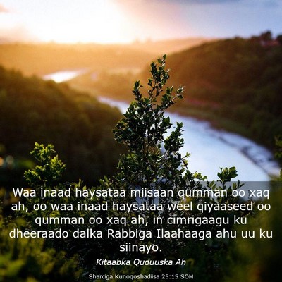 Picture 03 - Sharciga Kunoqoshadiisa 25:15 SOM - Waa inaad haysataa miisaan qumman oo xaq ah, oo - Bible Verse Picture