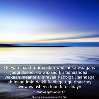 Picture 03 - Sharciga Kunoqoshadiisa 26:3 SOM - Oo waa inaad u timaadaa wadaadka waagaas joogi - Bible Verse Picture
