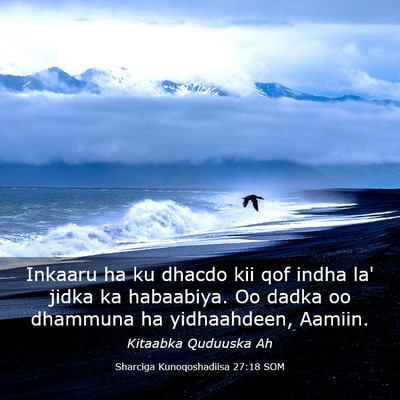 Picture 03 - Sharciga Kunoqoshadiisa 27:18 SOM - Inkaaru ha ku dhacdo kii qof indha la' jidka ka - Bible Verse Picture