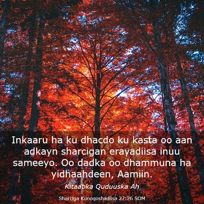 Picture 03 - Sharciga Kunoqoshadiisa 27:26 SOM - Inkaaru ha ku dhacdo ku kasta oo aan adkayn - Bible Verse Picture