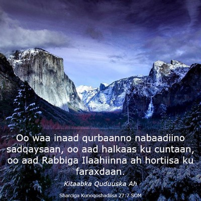 Picture 03 - Sharciga Kunoqoshadiisa 27:7 SOM - Oo waa inaad qurbaanno nabaadiino sadqaysaan, oo - Bible Verse Picture