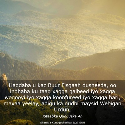Picture 03 - Sharciga Kunoqoshadiisa 3:27 SOM - Haddaba u kac Buur Fisgaah dusheeda, oo indhaha - Bible Verse Picture