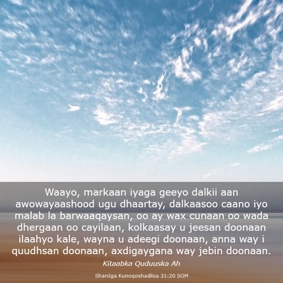 Picture 03 - Sharciga Kunoqoshadiisa 31:20 SOM - Waayo, markaan iyaga geeyo dalkii aan - Bible Verse Picture