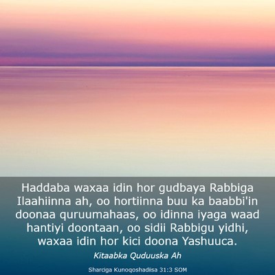Picture 03 - Sharciga Kunoqoshadiisa 31:3 SOM - Haddaba waxaa idin hor gudbaya Rabbiga Ilaahiinna - Bible Verse Picture