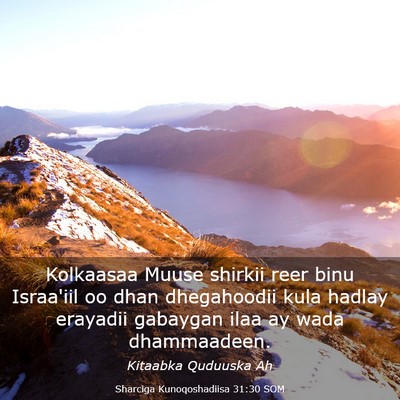 Picture 03 - Sharciga Kunoqoshadiisa 31:30 SOM - Kolkaasaa Muuse shirkii reer binu Israa'iil oo - Bible Verse Picture