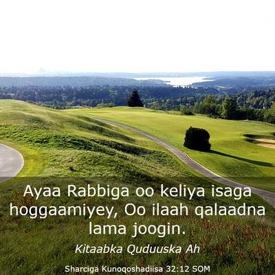 Picture 03 - Sharciga Kunoqoshadiisa 32:12 SOM - Ayaa Rabbiga oo keliya isaga hoggaamiyey, Oo - Bible Verse Picture
