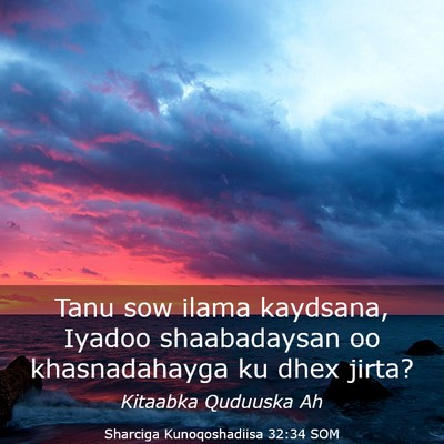 Picture 03 - Sharciga Kunoqoshadiisa 32:34 SOM - Tanu sow ilama kaydsana, Iyadoo shaabadaysan oo - Bible Verse Picture