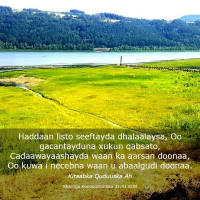 Picture 03 - Sharciga Kunoqoshadiisa 32:41 SOM - Haddaan listo seeftayda dhalaalaysa, Oo - Bible Verse Picture
