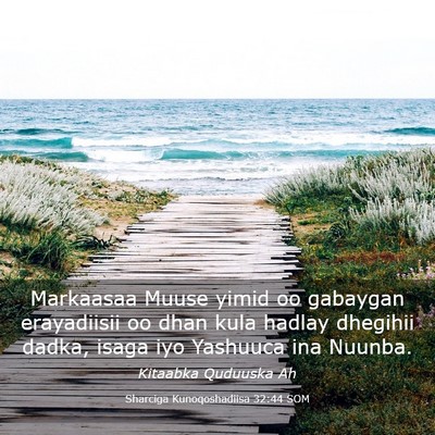 Picture 03 - Sharciga Kunoqoshadiisa 32:44 SOM - Markaasaa Muuse yimid oo gabaygan erayadiisii oo - Bible Verse Picture