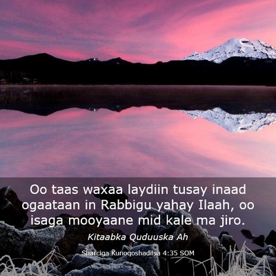 Picture 03 - Sharciga Kunoqoshadiisa 4:35 SOM - Oo taas waxaa laydiin tusay inaad ogaataan in - Bible Verse Picture