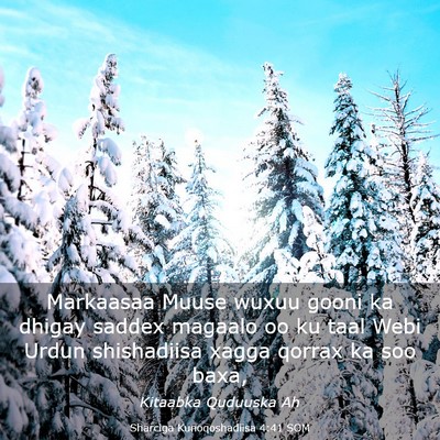 Picture 03 - Sharciga Kunoqoshadiisa 4:41 SOM - Markaasaa Muuse wuxuu gooni ka dhigay saddex - Bible Verse Picture