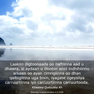 Picture 03 - Sharciga Kunoqoshadiisa 4:9 SOM - Laakiin digtoonaada oo naftiinna aad u dhawra, si - Bible Verse Picture
