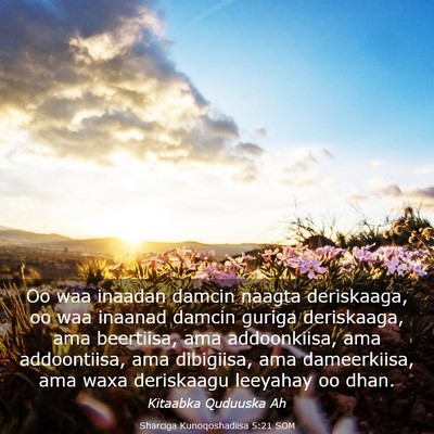 Picture 03 - Sharciga Kunoqoshadiisa 5:21 SOM - Oo waa inaadan damcin naagta deriskaaga, oo waa - Bible Verse Picture