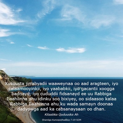 Picture 03 - Sharciga Kunoqoshadiisa 7:19 SOM - Xusuusta jirrabyadii waaweynaa oo aad aragteen, - Bible Verse Picture