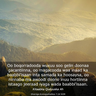 Picture 03 - Sharciga Kunoqoshadiisa 7:24 SOM - Oo boqorradooda wuxuu soo gelin doonaa - Bible Verse Picture