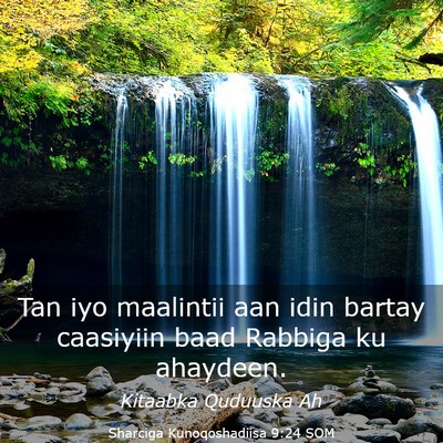 Picture 03 - Sharciga Kunoqoshadiisa 9:24 SOM - Tan iyo maalintii aan idin bartay caasiyiin baad - Bible Verse Picture