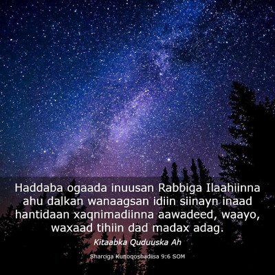 Picture 03 - Sharciga Kunoqoshadiisa 9:6 SOM - Haddaba ogaada inuusan Rabbiga Ilaahiinna ahu - Bible Verse Picture