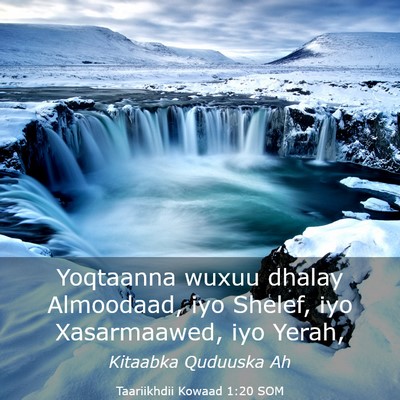 Picture 03 - Taariikhdii Kowaad 1:20 SOM - Yoqtaanna wuxuu dhalay Almoodaad, iyo Shelef, iyo - Bible Verse Picture