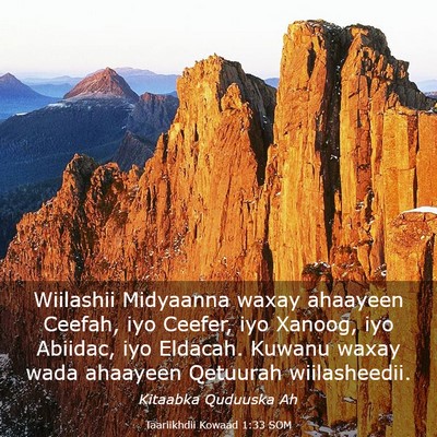 Picture 03 - Taariikhdii Kowaad 1:33 SOM - Wiilashii Midyaanna waxay ahaayeen Ceefah, iyo - Bible Verse Picture