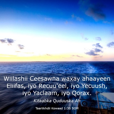 Picture 03 - Taariikhdii Kowaad 1:35 SOM - Wiilashii Ceesawna waxay ahaayeen Eliifas, iyo - Bible Verse Picture