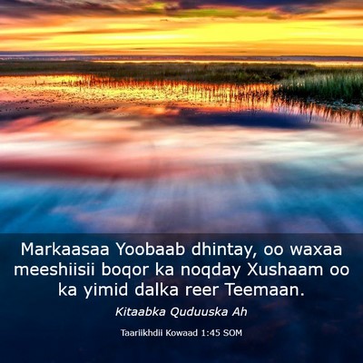 Picture 03 - Taariikhdii Kowaad 1:45 SOM - Markaasaa Yoobaab dhintay, oo waxaa meeshiisii - Bible Verse Picture