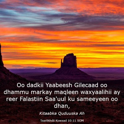 Picture 03 - Taariikhdii Kowaad 10:11 SOM - Oo dadkii Yaabeesh Gilecaad oo dhammu markay - Bible Verse Picture