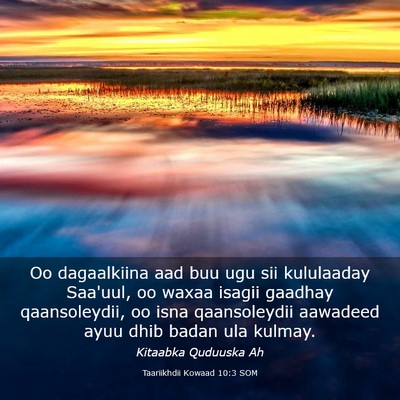 Picture 03 - Taariikhdii Kowaad 10:3 SOM - Oo dagaalkiina aad buu ugu sii kululaaday - Bible Verse Picture